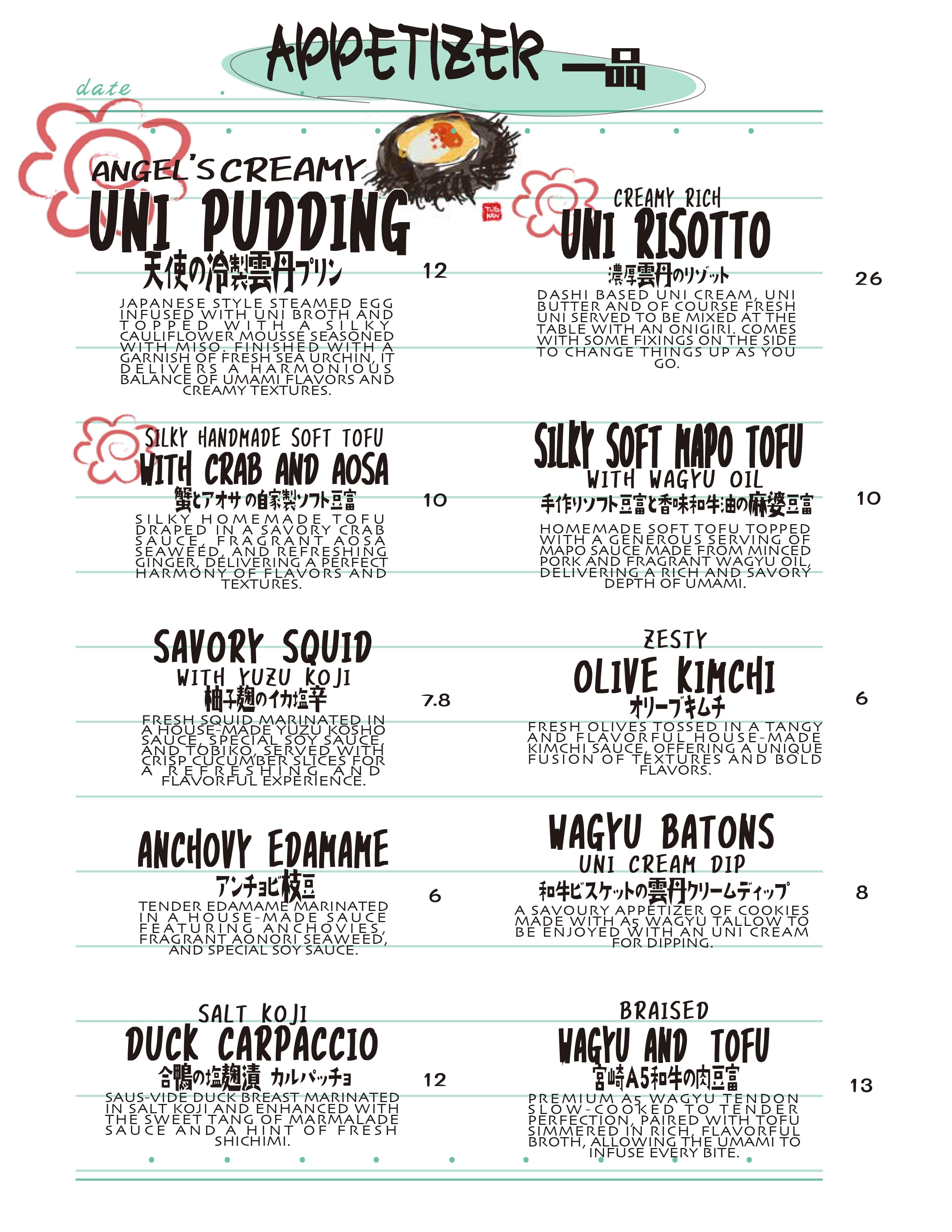 Food menu