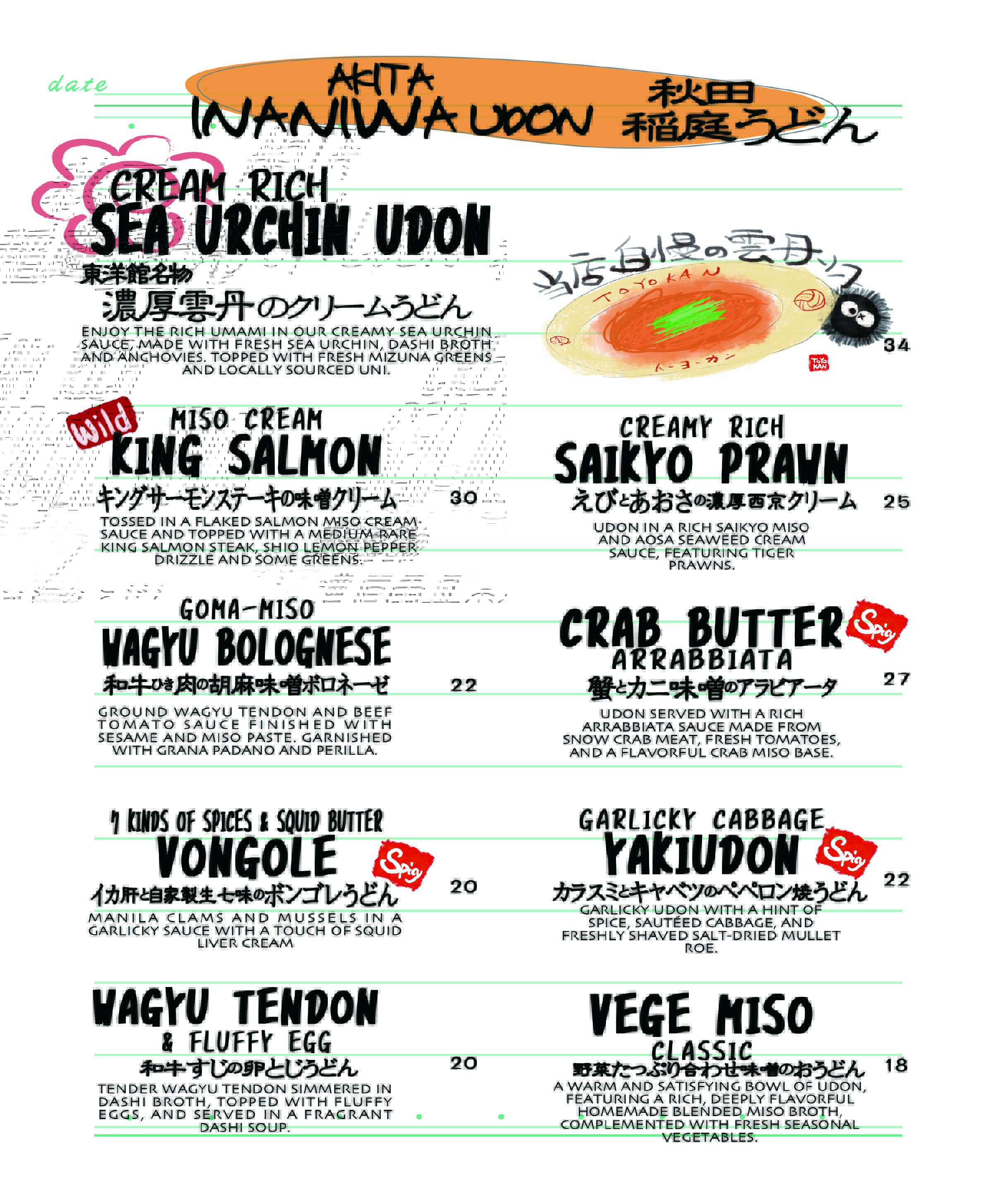 Food menu